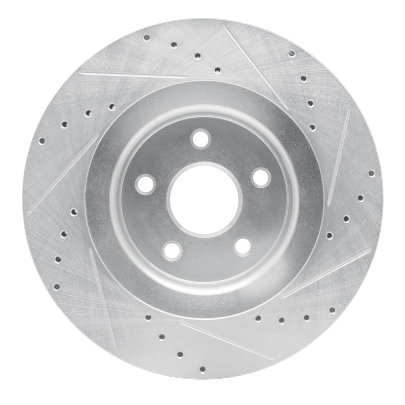 Jeep Grand Cherokee Brake Rotor (1) - Front Left - R1 Concepts - Drilled & Slotted - Silver - `06-`10